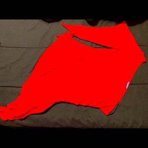 Red off the shoulder blouse